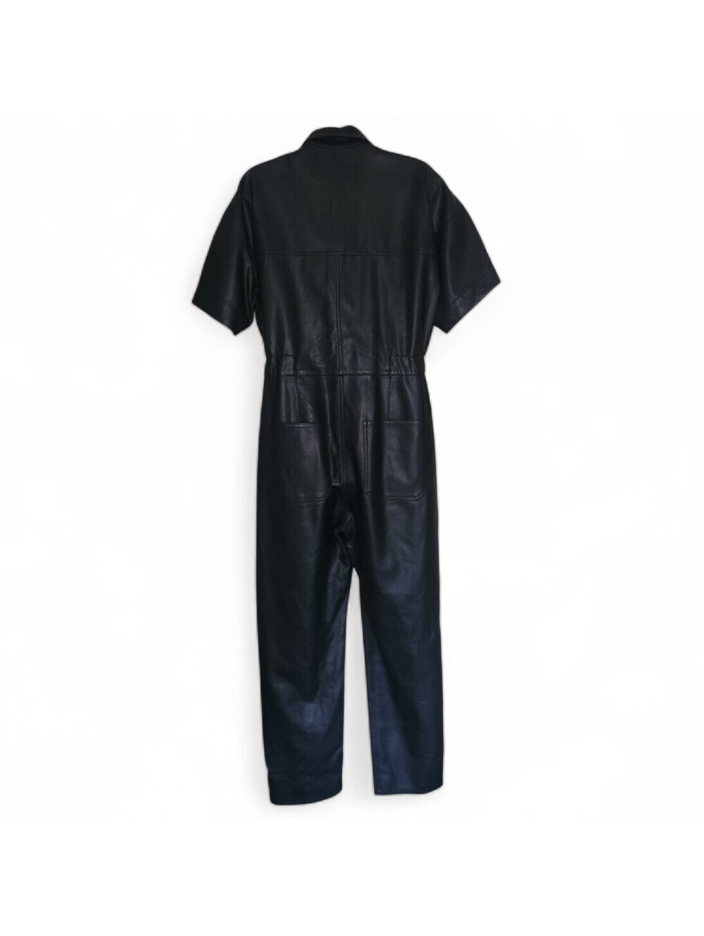 Free People Marci Vegan Leather Black Jumpsuit Pants Womens Medium Grunge Goth - Picture 4 of 12